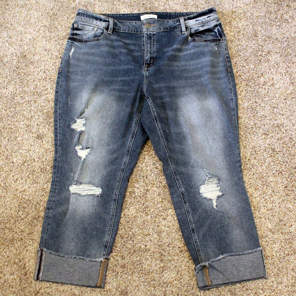 Lane Bryant High Rise Straight Distressed Jeans